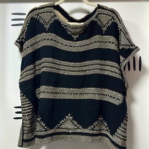 Polo Ralph Lauren black and tan shirt-sleeve poncho-sweater, brand new with tags